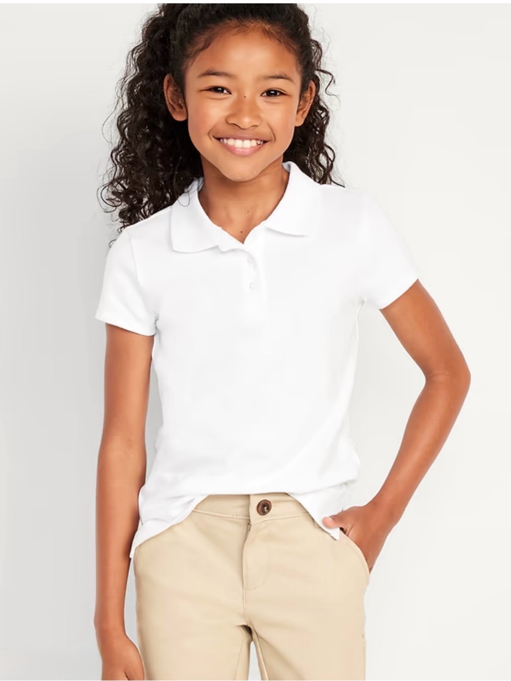 Old Navy | White Short Sleeve Polo Top for Girls, Size L (10-12)